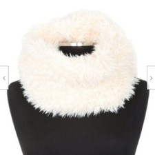 Steve Madden Faux-Fur Plush Infinity Scarf Ivory MADE IN ITALY, OS