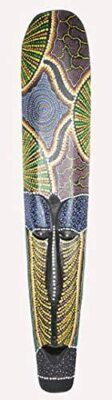 Tribal Tiki Crazy Aboriginal Wooden Dot Mask Tropical Bar Wall Decor Design 39''