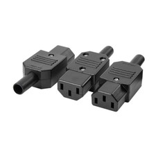 3pcs AC250V 10A Female 3Terminals Panel Mount IEC320 C13 Plug Adapter Connector