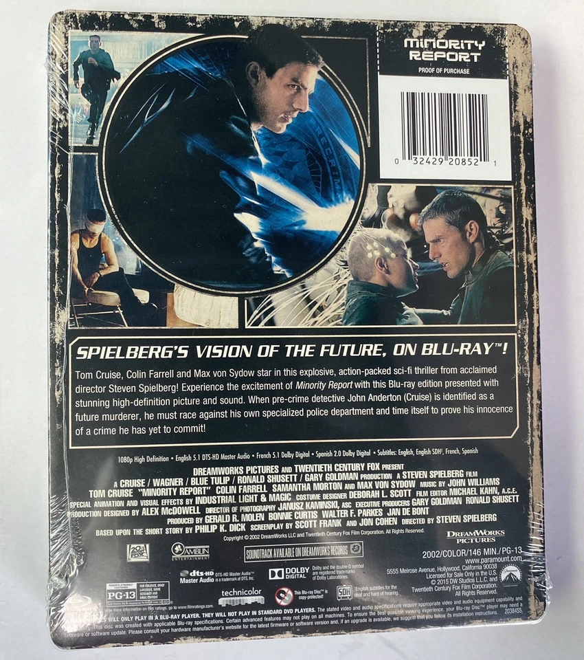 Minority Report LIMITED EDITION Blu-Ray + Digital Steelbook New - Tom Cruise - Image 2 of 2