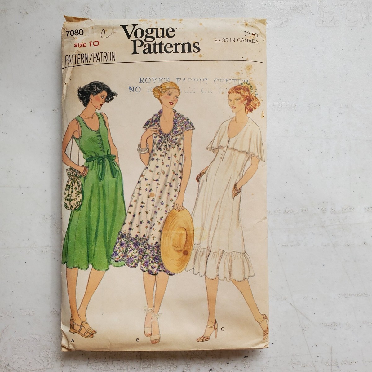 Vintage Vogue 7080 Dress Sleeveless Flare Skirt Capelet Collar Miss 10 CUT '70s Vintage Vogue 7080 Dress Sleeveless Flare Skirt Capelet Collar Miss 10 CUT '70s