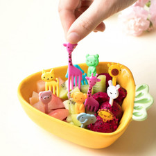 Tenedor de frutas de granja animal mini dibujos animados niños bocadillo pastel postre comida fruta recoger