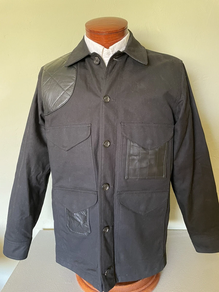 Vintage Polo Ralph Lauren Black Chore Jacket with Leather Pockets size Small