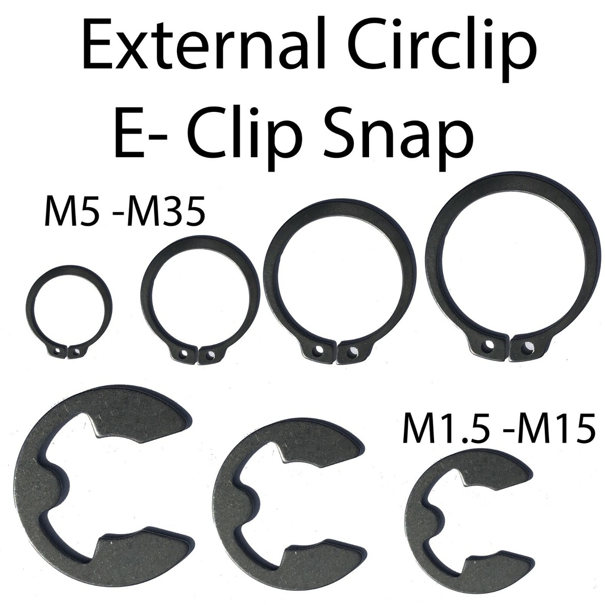 Assortiment De Circlips, 120 Pièces Assortiment De Bagues De Retenue Externes E-Clip, 1,5 à 10