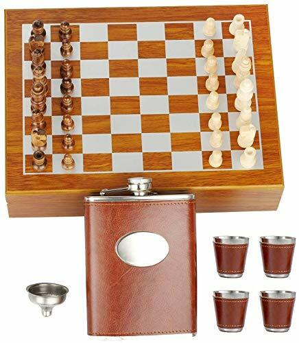 Stainless Steel Wood Chess Gift Box - Amphora Box Office Glasses Funnel Bar - Picture 3 of 6
