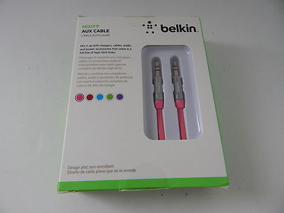 Belkin AV10127tt03-PNK AUX Flat Cable 3FT Pink Color New