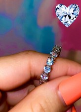 Ladies Women Brilliant CZ Round Eternity Engagement Band Tennis Ring Size 5-9