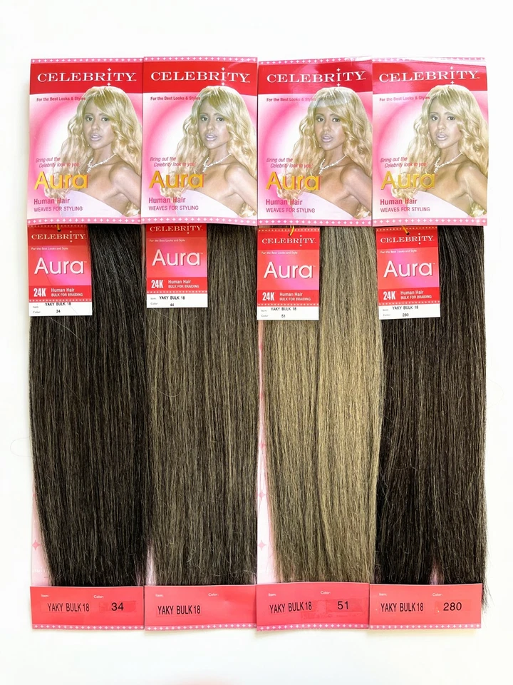 Cabello humano mezclado yaki recto a granel para trenzar 16-20"" (32 colores) Foto 3 de 4