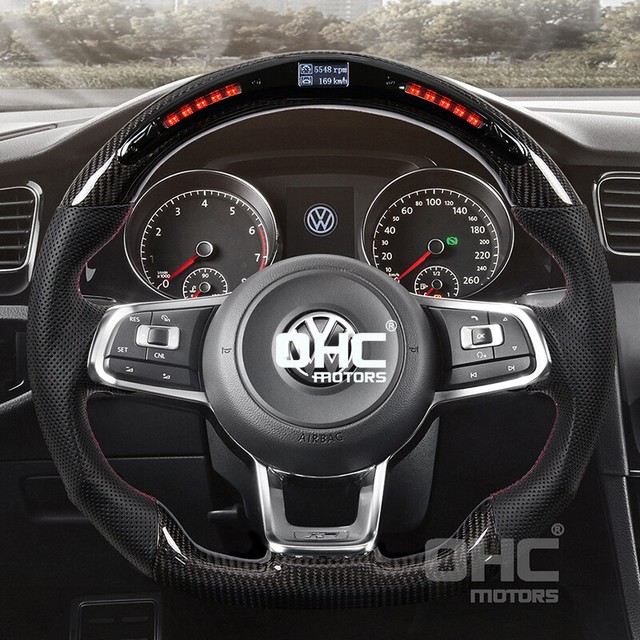 Real Carbon Fiber LED STEERING WHEEL for GOLF 7 MK7 GTI GLI GTD R line