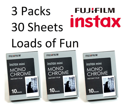 Fujifilm instax mini B&W Monochrome Film (30 Shots) Black and White Fuji 09/18