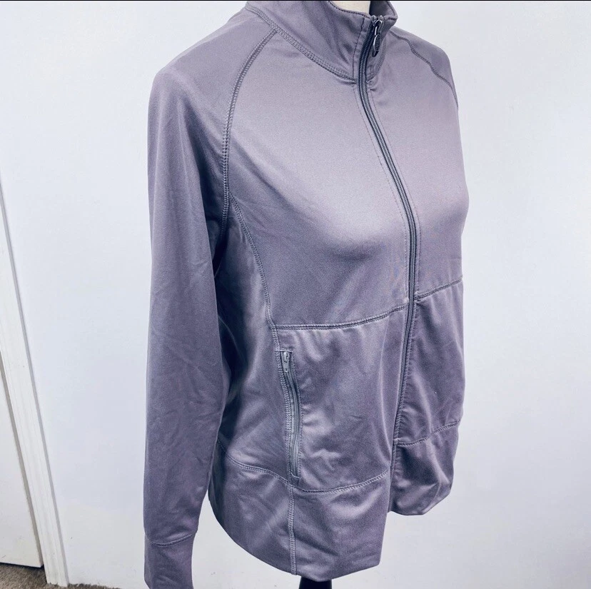 Kate Lord Womens Pewter Stretch Zip-Up Track Jacket Sz L - Image 2 of 4