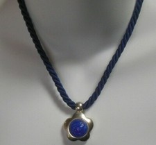 Vintage Signed Enny Monaco Blue Pendant Necklace 17.5" Made in Italy
