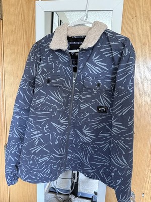 Billabong Xander Jacket Mens S Blue Palm Print Sherpa Collar Surf Skate NEW