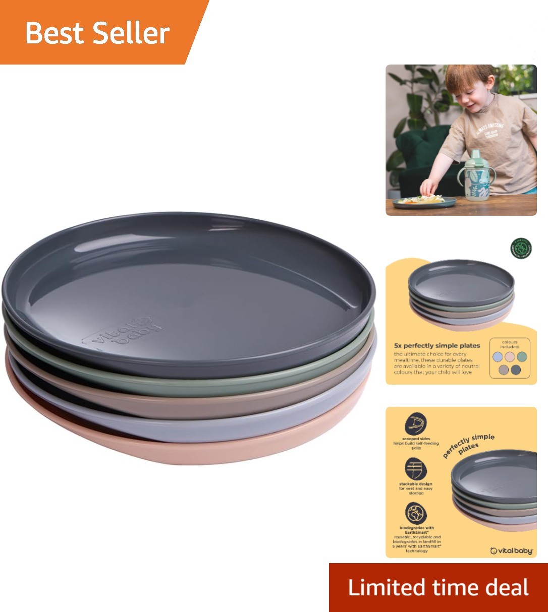 Nourish Perfectly Simple Biodegradable Plates - Stackable & Eco-Friendly 5 Pack