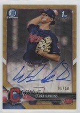 2018 Bowman Draft Chrome Pick Gold Wave Refractor 1/50 Ethan Hankins Auto 5j0