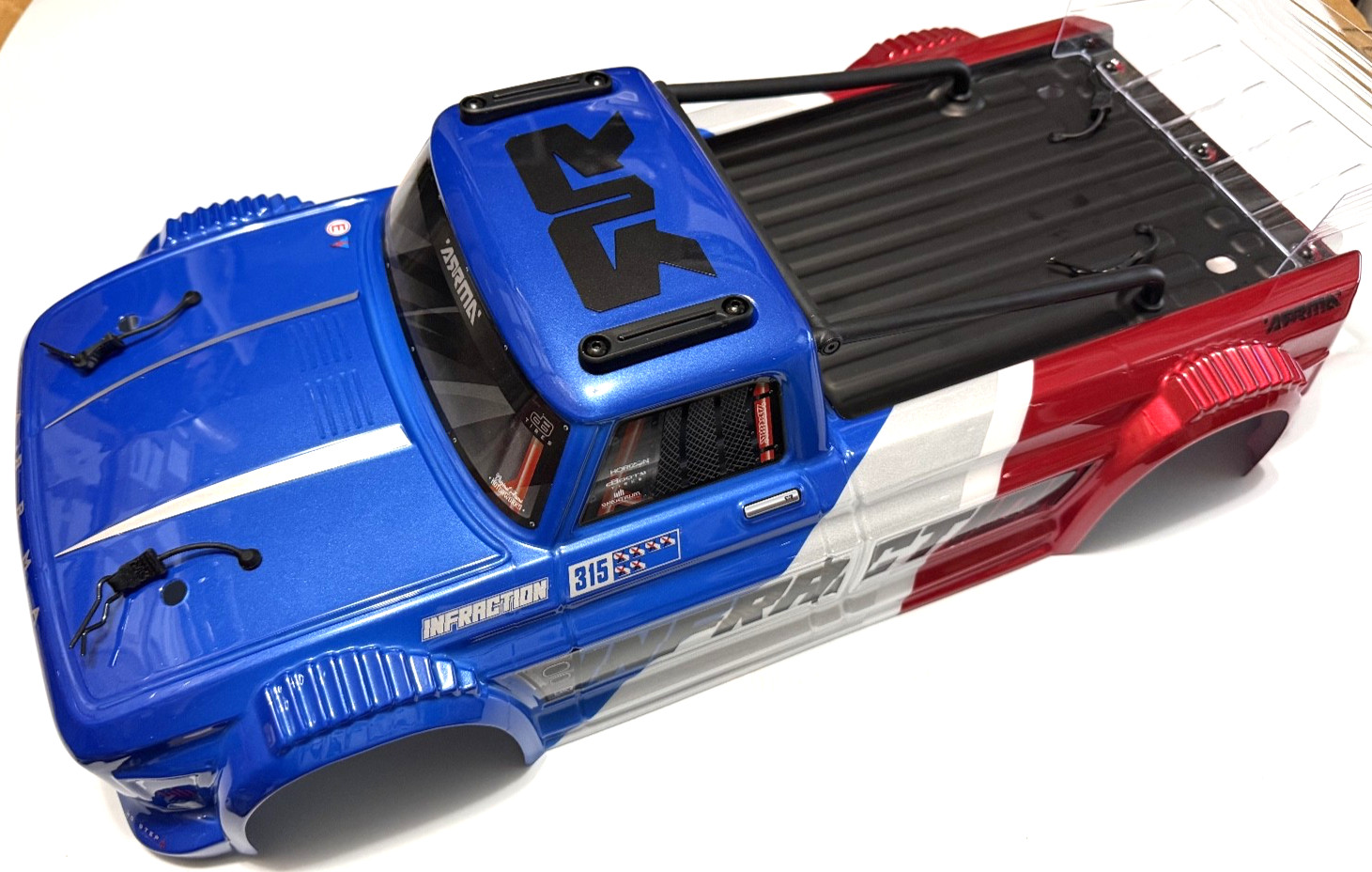 Arrma Infraction 223S BLX 1/8 Street Bash Body Shell BLUE RED WHITE ARA4315V4
