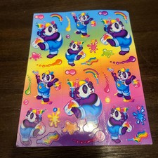 Vintage Lisa Frank Full Sticker Sheet Panda Painter Rainbow S271