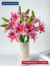 YalzoneMet RUZUQE 2 Pcs 28'' Deep Pink Lily Artificial Flowers Fake Real Touch L