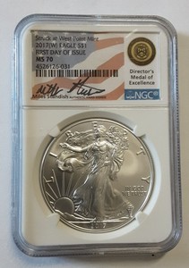 STRUCK AT WEST POINT MINT 2017 EAGLE FIRST DAY OF ISSUE MS 70 NGC MILES STANDISH