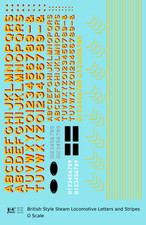 K4 O Scale Decals British Steam Locomotive Letters  Stripes Yellow Red Shadow