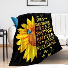 Sunflower Blanket Beautiful Sunflowers Throw Blanket Soft Flannel Lightweight...