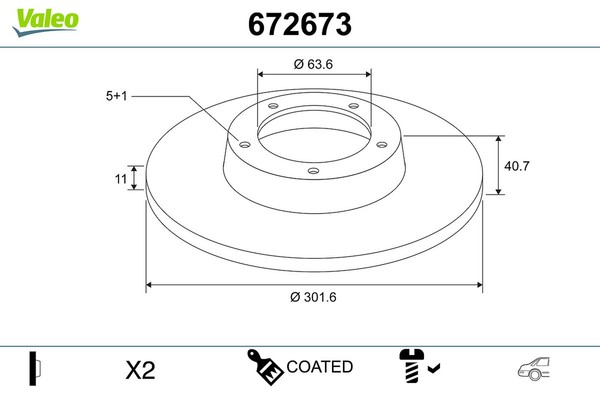 2X Bremsscheibe Coated Valeo 672673 FüR Volvo V60 1 155 V70 3 135 S60 2 134 S80-image