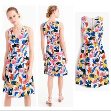 J. Crew Morning Floral Linen Sleeveless Colorful Dress, Size 4