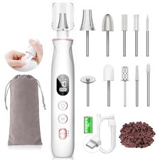 Electric Nail Drill,White Electric Nail File with 10 Speeds,10 Bits  LED Light,