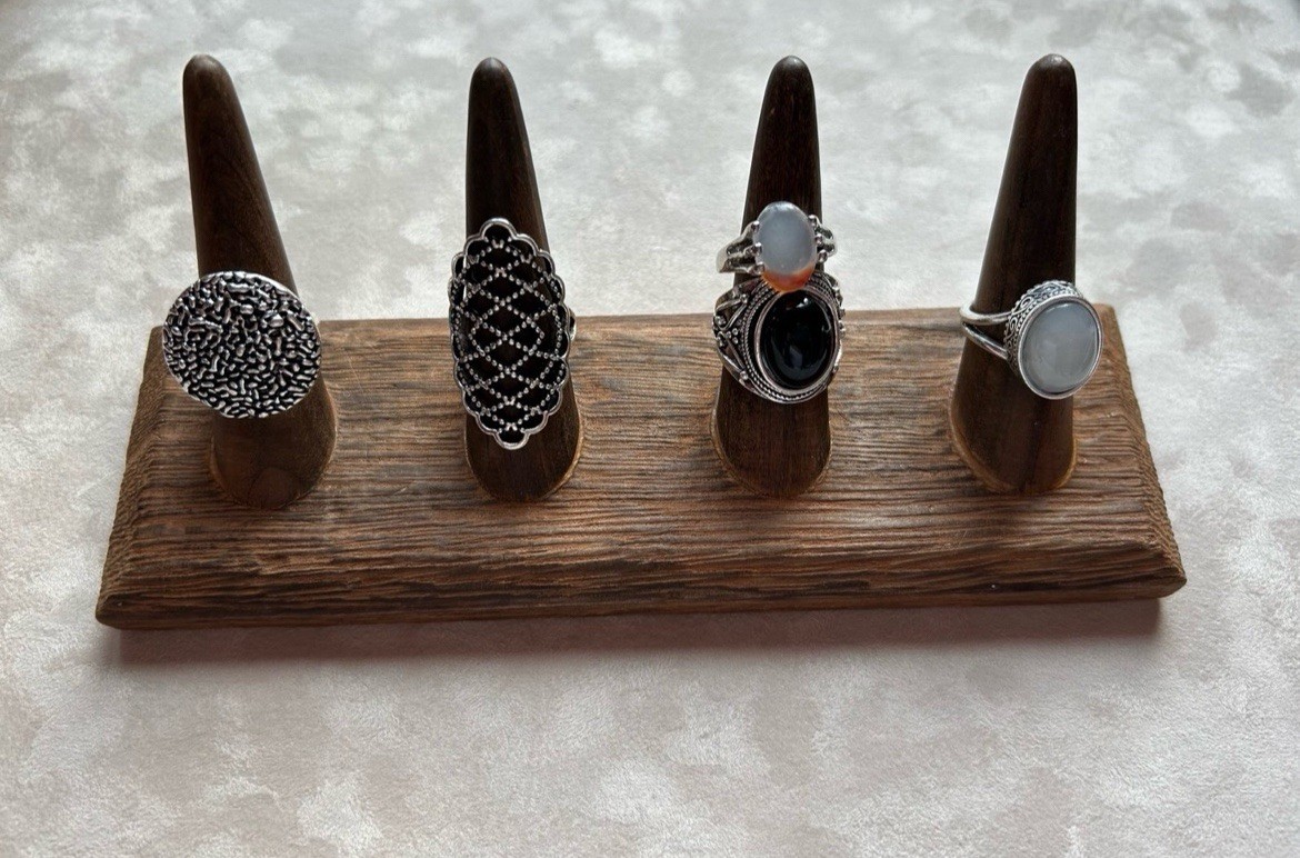 Silver-tone statement ring bundle (5 rings) sizes… - image 2