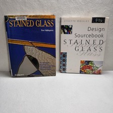 2 Stained Glass Books Design Sourcebook Wrigley Barron  s Valldep rez HC 1990s