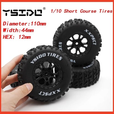 4 Stück 110 mm 1/10 Short Course LKW Reifen Reifen Rad mit 12 mm Sechskant für Slash Arrm