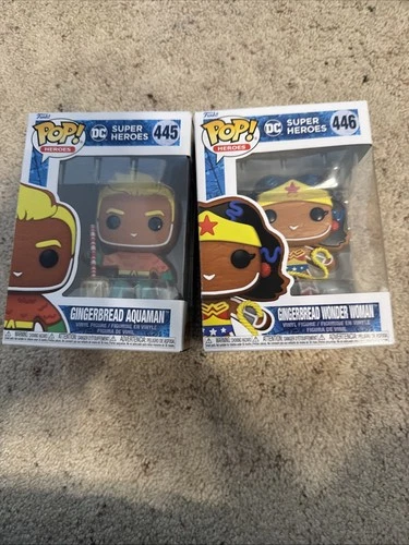 Gingerbread Funko Lot Aquaman And Wonder Woman From Dc