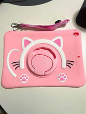 Pink Cat Silicone Protective Shell/Skin Tablet Case Universal Hand Strap Lanyard