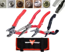 4-PC Screw Extractor Pliers Set Made in Japan: 8" Linesman, 7.5" Long Nose, 6...