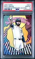2025 TOPPS SUMMER SUPERSTARS #SS14 RILEY GREENE GOLD FOIL /50 PSA 10 POP 1