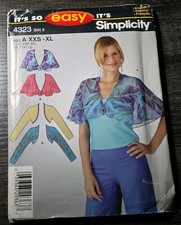 Simplicity 4323 Misses Capelet Shrug Size XXS to XL Uncut