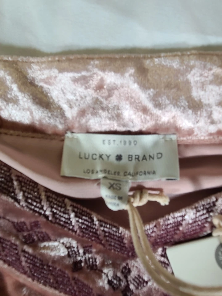 Новый с Ярлыками Lucky Brand румяна розовый бархат холодные плечи платье размер XS - Изображение 3 из 4