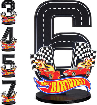 Race Car 6Th Birthday Number Sign Centerpiece Race Car Theme 6Th Birthday Party