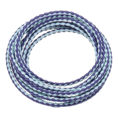Cordons en cuir tressé, sangle ronde en cuir, colliers (2 yards, bleu clair/violet) - Photo 1/4