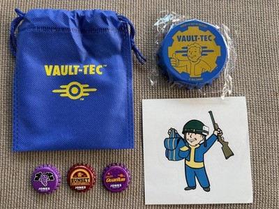 Fallout Vault-Tec Bottle Opener Magnet + Caps Jones Soda Promotional Bundle