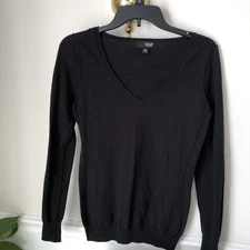 a.n.a. Women's Black Pullover Sweater Size S  V-neck Polyester Blend