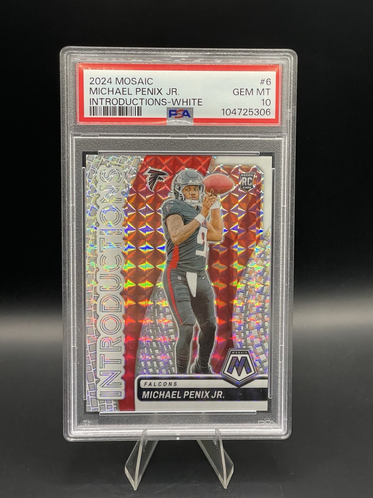 2024 Panini Mosaic - Introductions Michael Penix Jr. White Prizm /25 (RC) PSA 10