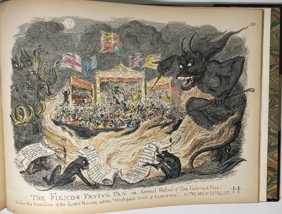 Antique George Cruikshank HAND COLORED Folio Etchings Scraps & Sketches 1828-33 Foto 4 de 4