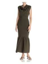 3.1 PHILLIP LIM Womens Green Flounce Hem Cap Sleeve Tea-Length Sheath Dress L