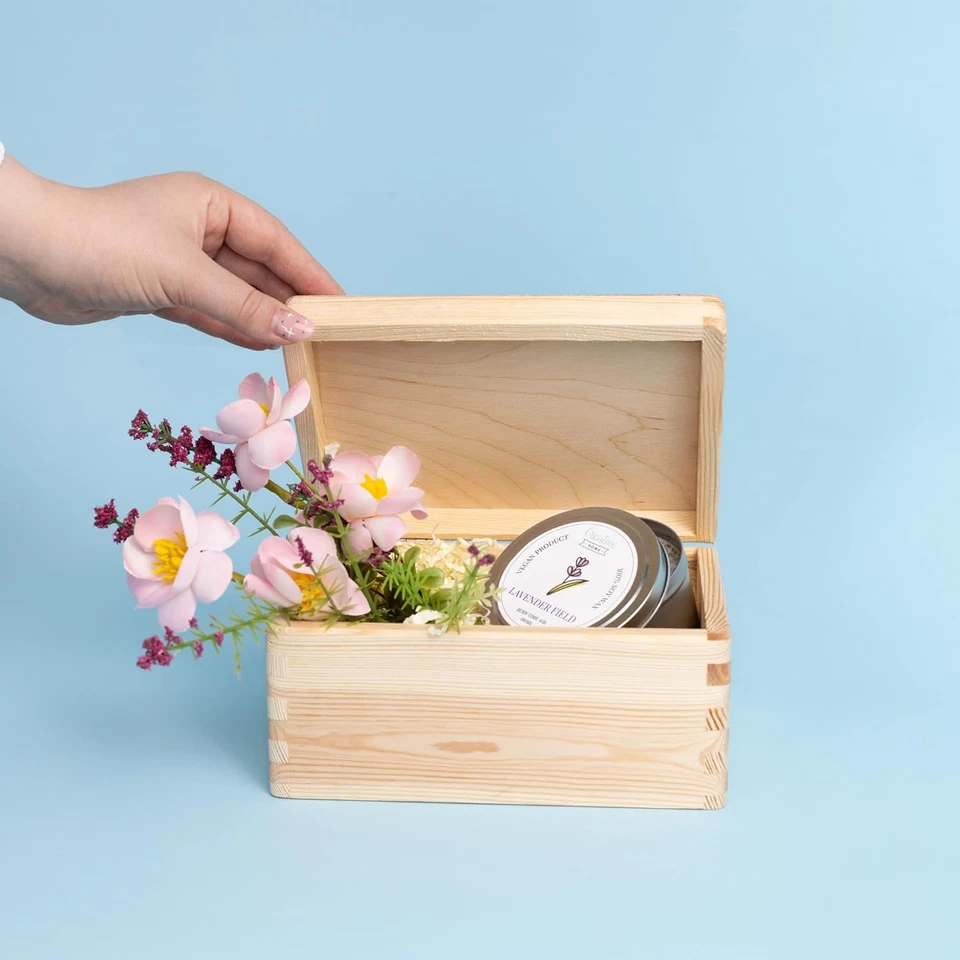 Grande Scatola in Legno Con Coperchio | 19,5 X 15 X 10 Cm (+/- 1) | Conteniore p - Immagine 2 di 4