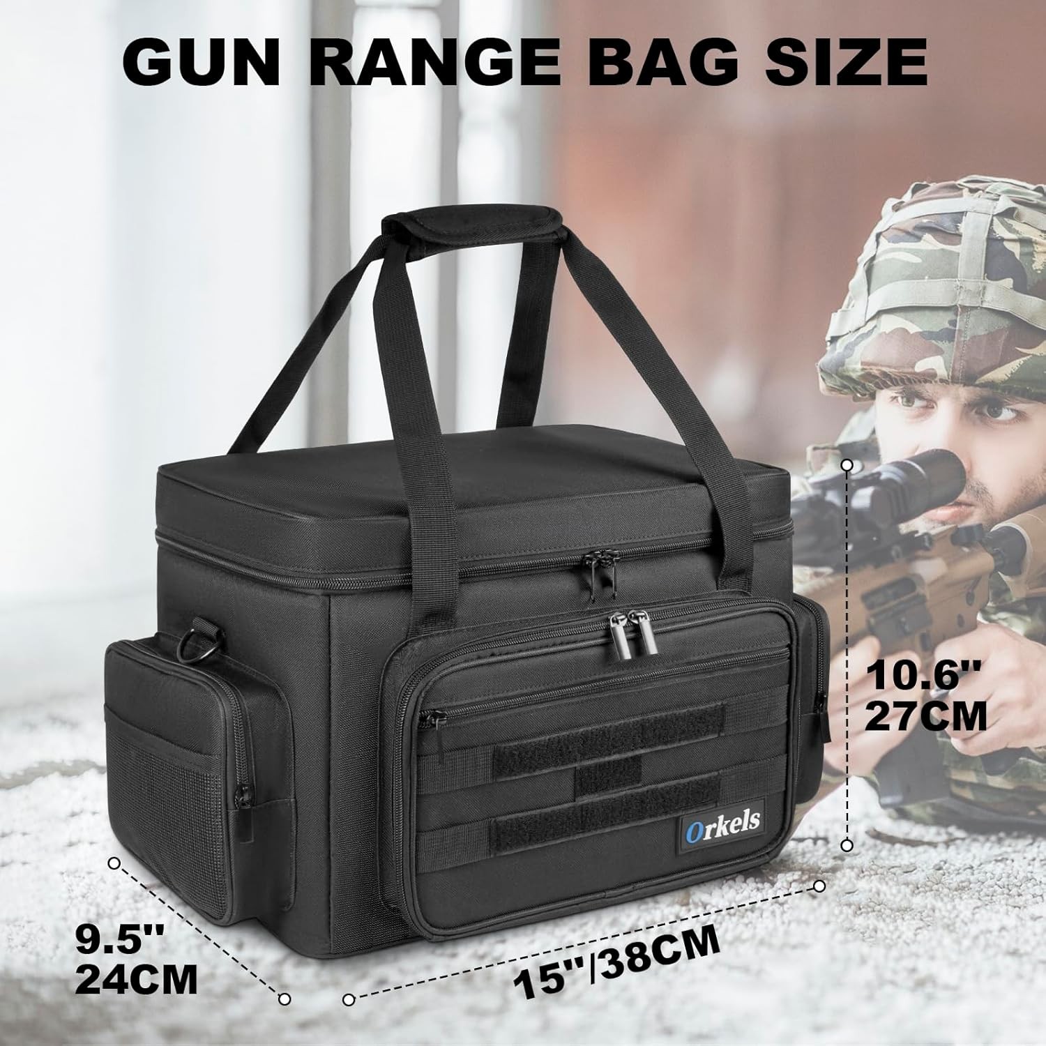 Gun Range Bag for 4 Handguns & Ammo - Pistol Shooting Bag with Magazine Slots, D