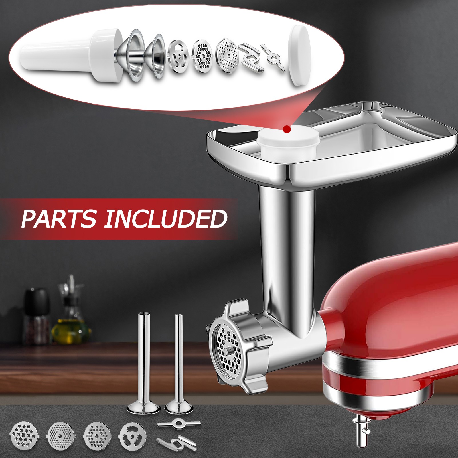 Upgrade Meat Grinder Attachment 3Piece Pasta Roller Cutter for KitchenAid Stand