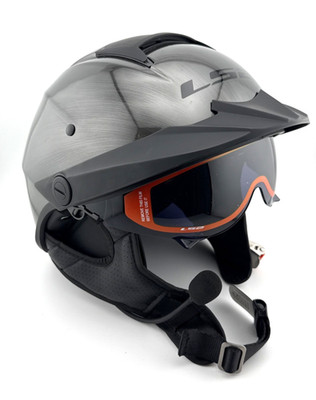 LS2 Rebellion Brushed Alloy Large Motorcycle Helmet w/ Linkin Ride Pal 3 Shields