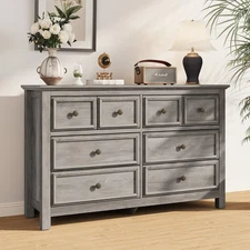 Long Dressers for Bedroom 8 Drawer Dresser Wooden Storage Chest of Drawers