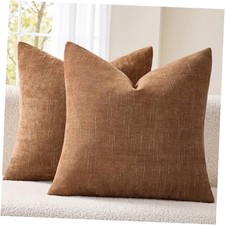 Pack of 2 Decorative Chenille Throw Pillow Covers 24" x 24" Pack of 2 Camel